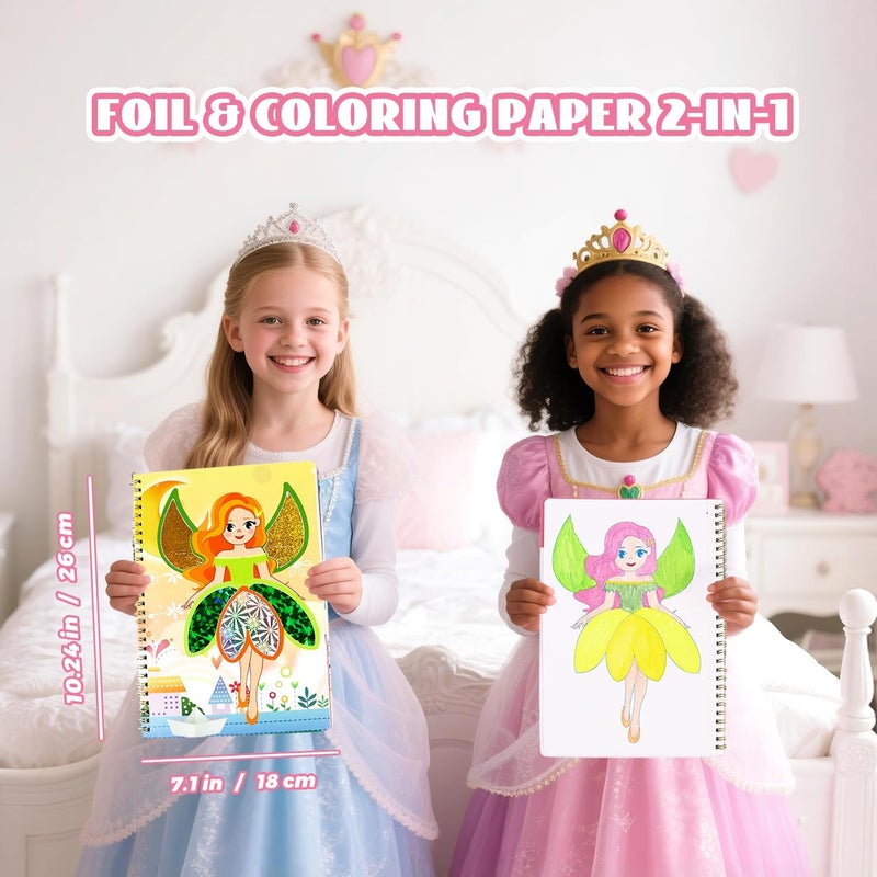 NaTuGi Foil Art Fun for Kids - Colorful Princess Theme Arts and Crafts Kits，Kids Fun Art Supplies ，Creative Birthday Gift ，Travel Toys，Suitable for Girls and Boys Craftikit (Colorful Princess) - Image 4